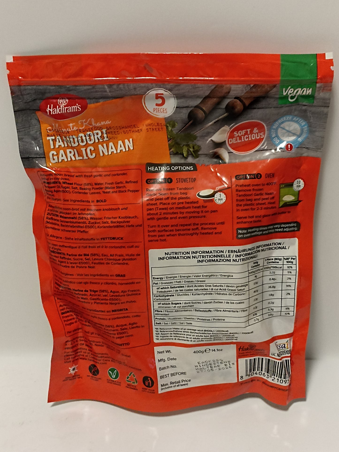 Haldiram Tandoori Garlic Naan 400g