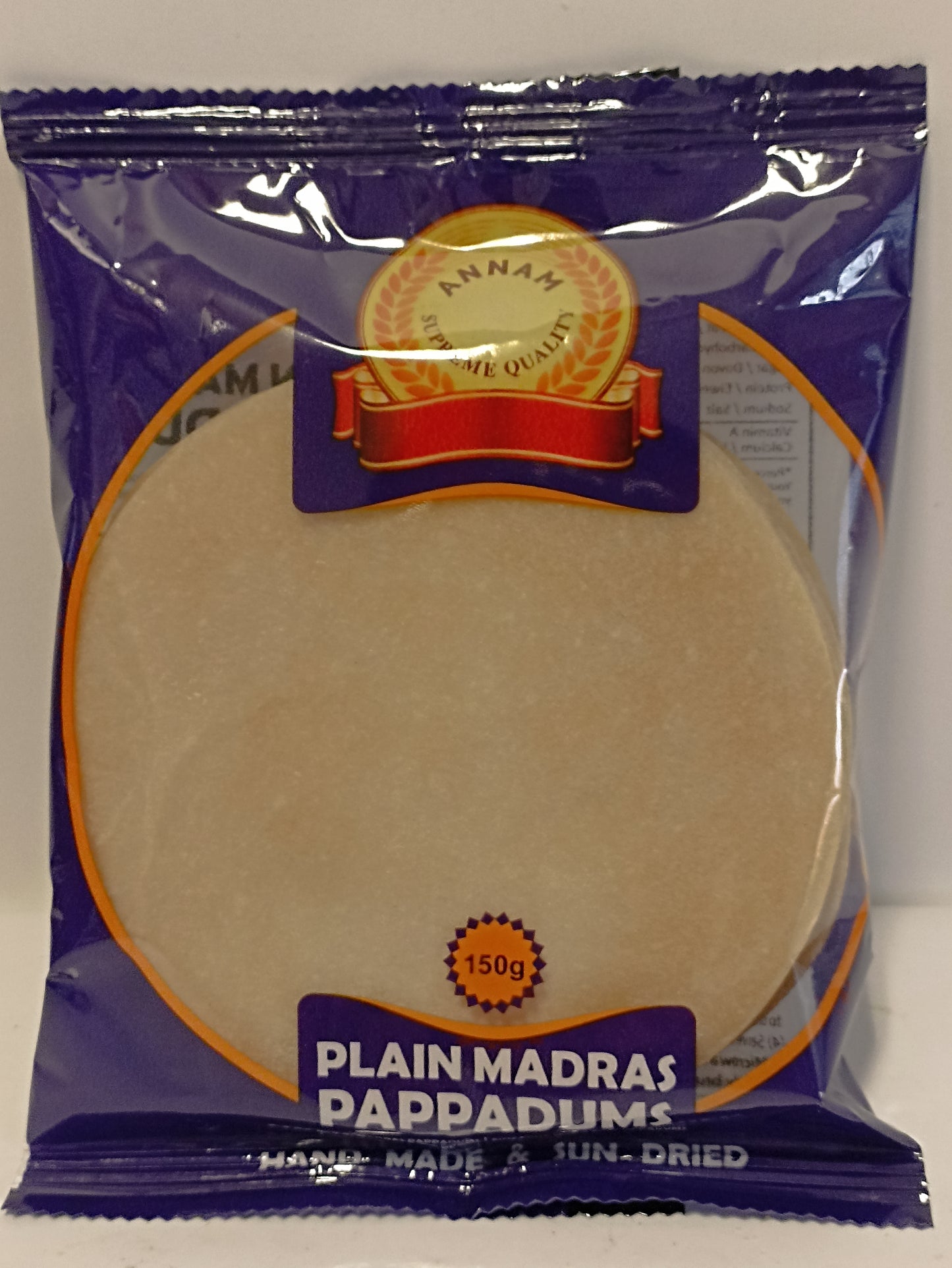 Annam Plain Pappadums 150g